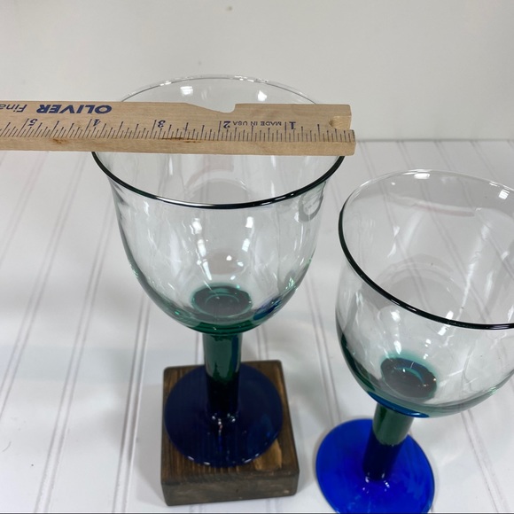 Vintage Blue & Green Wine Wine glasses - Picture 5 of 6